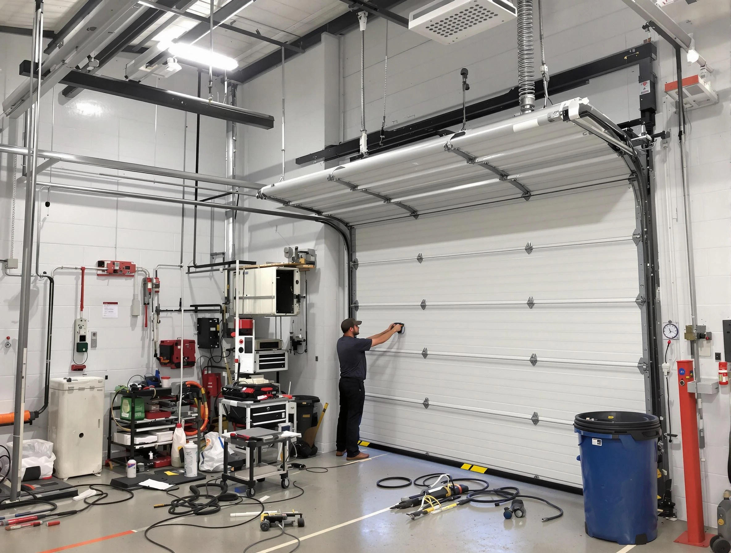 Sun City Garage Door Repair certified technician performing commercial door repair at a Sun City business facility