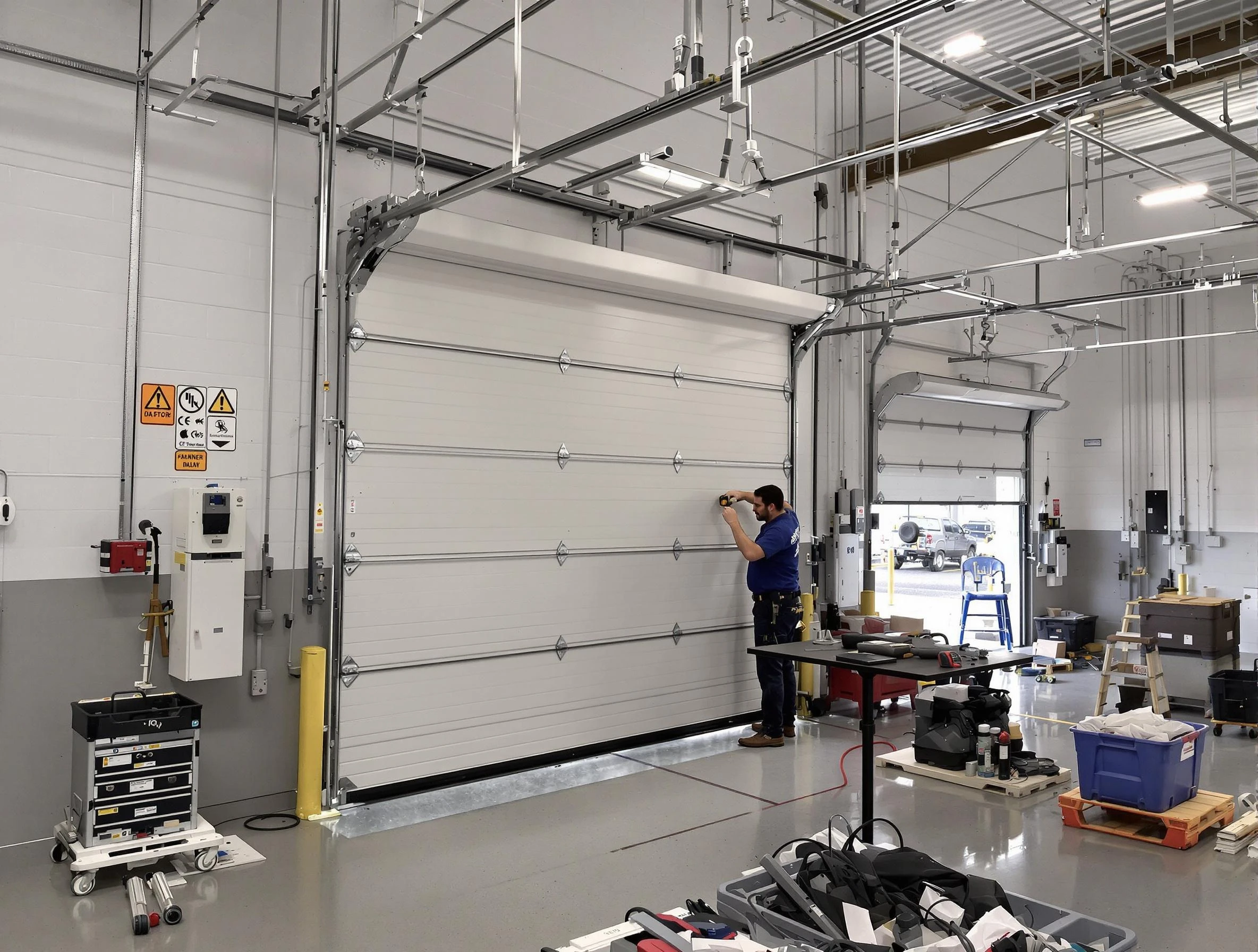 Commercial garage door repair being performed by Sun City Garage Door Repair expert in Sun City