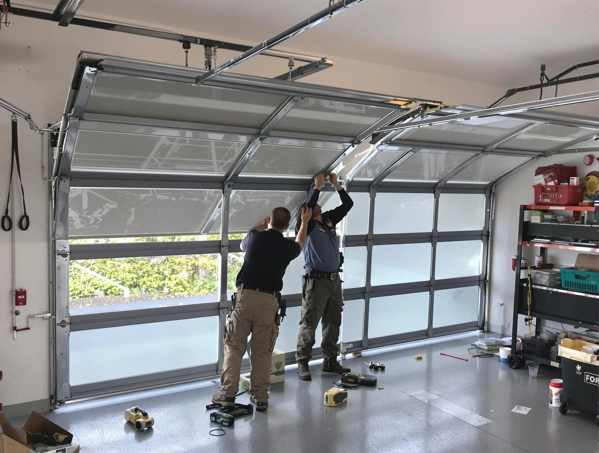 Sun City Garage Door Repair expert performing precise panel replacement on Sun City garage door