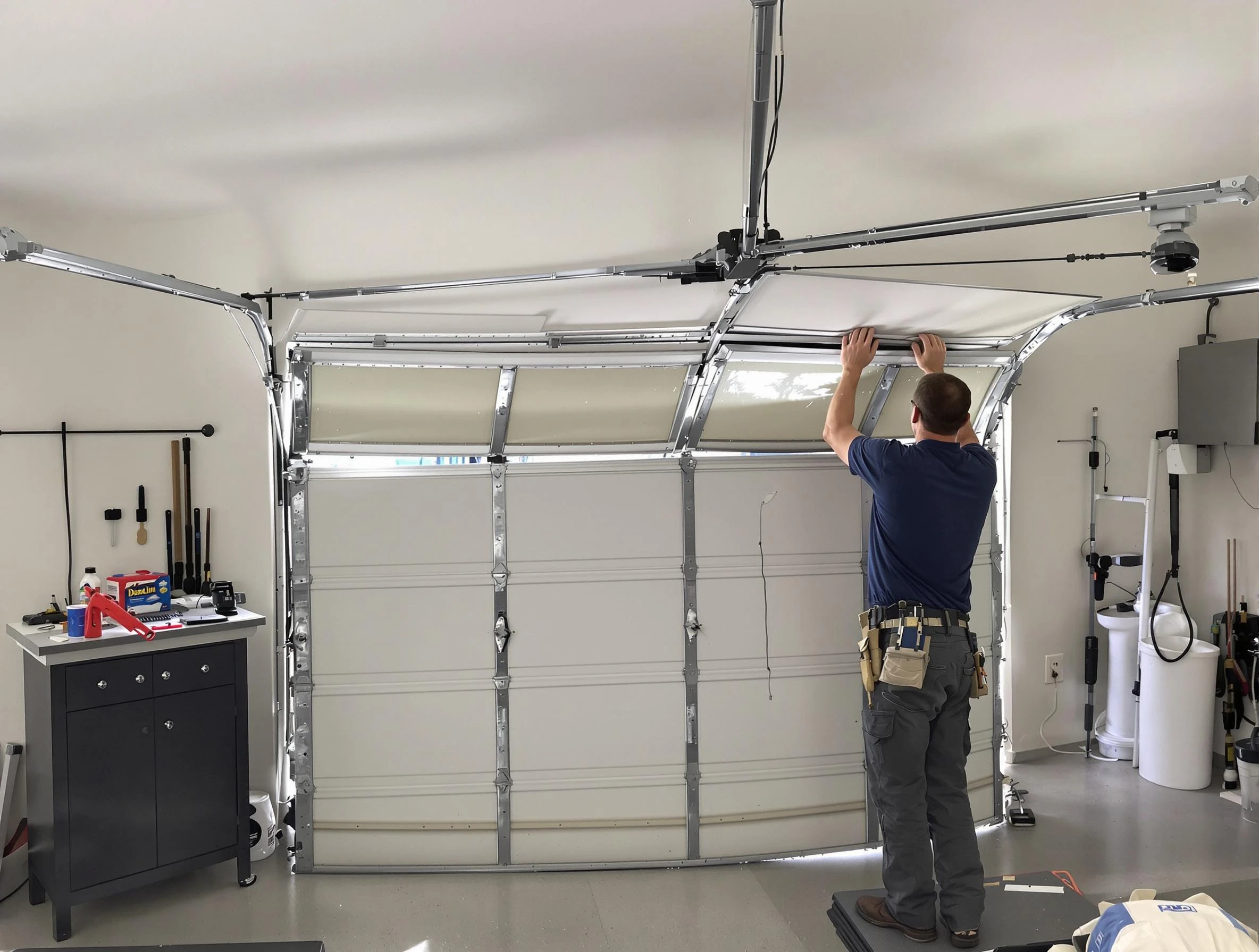 Sun City Garage Door Repair specialist performing precise section replacement on Sun City garage door