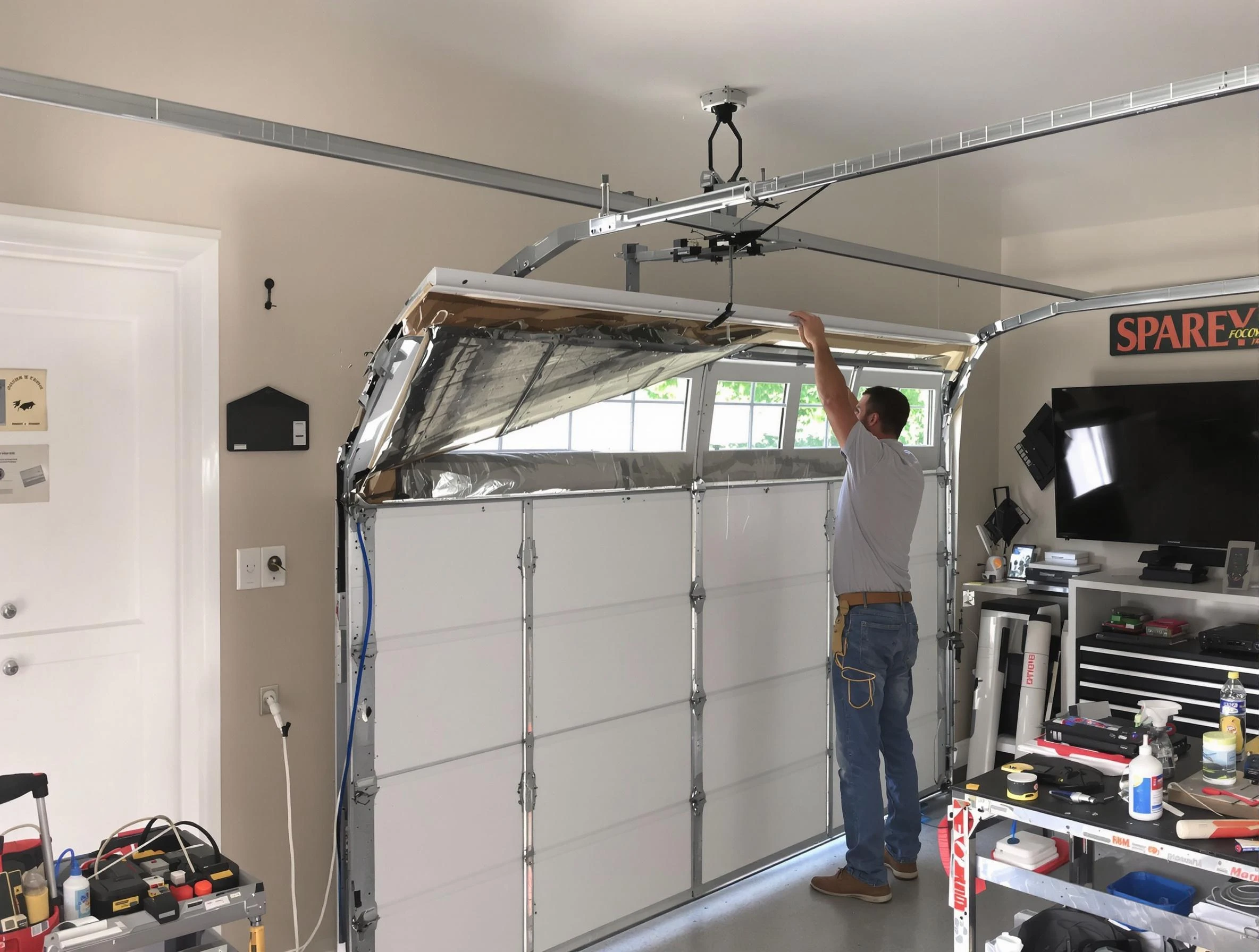 Garage door section replacement by Sun City Garage Door Repair in Sun City