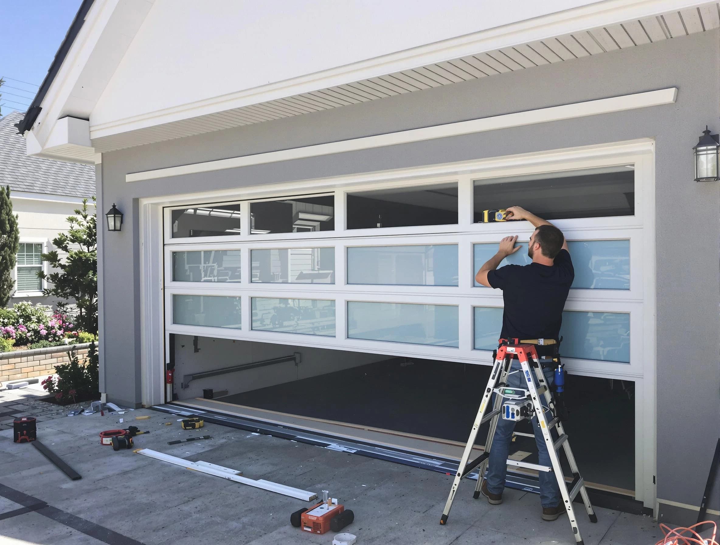 Sun City Garage Door Repair team performing garage door replacement in Sun City