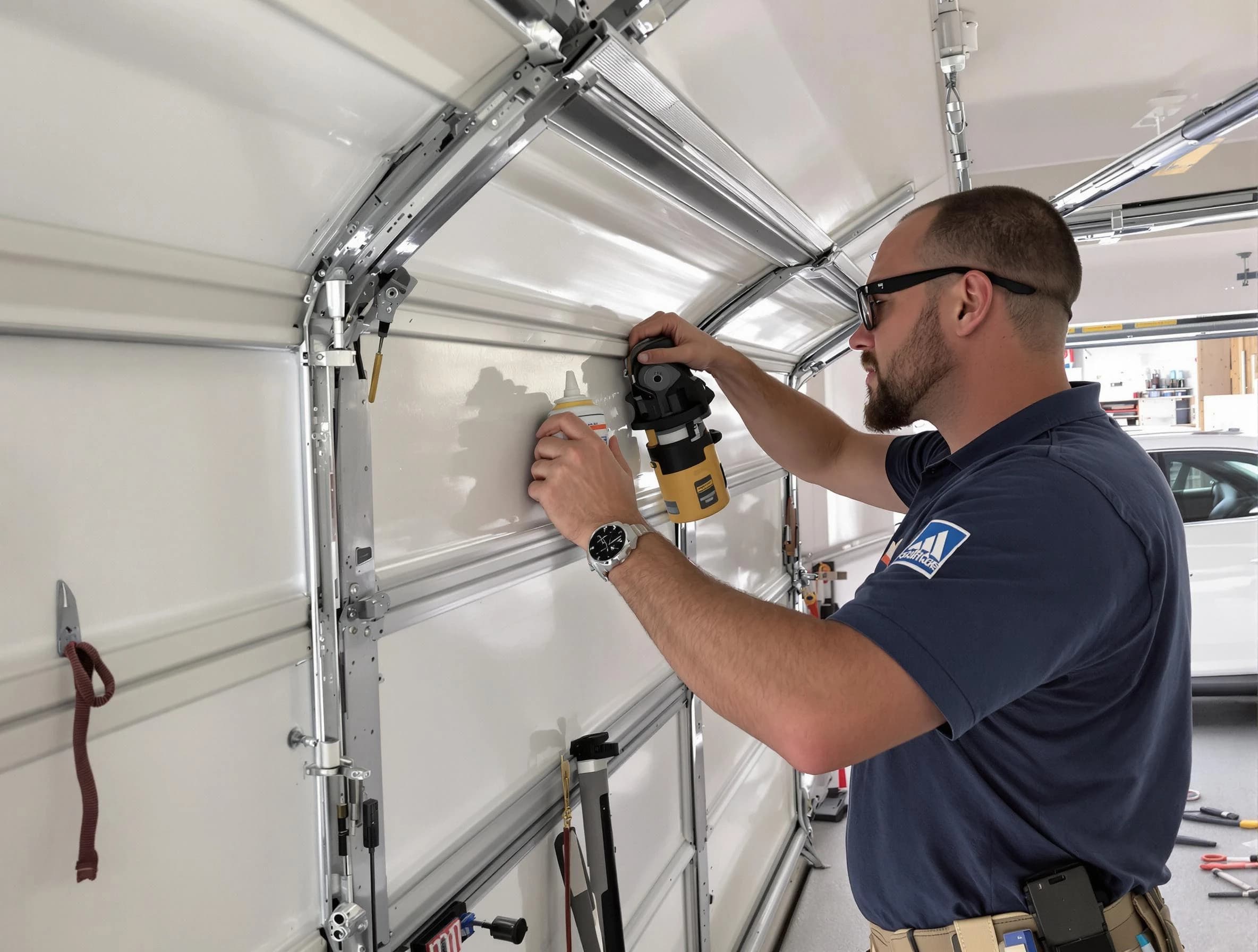 Sun City Garage Door Repair technician performing comprehensive noise reduction service in Sun City
