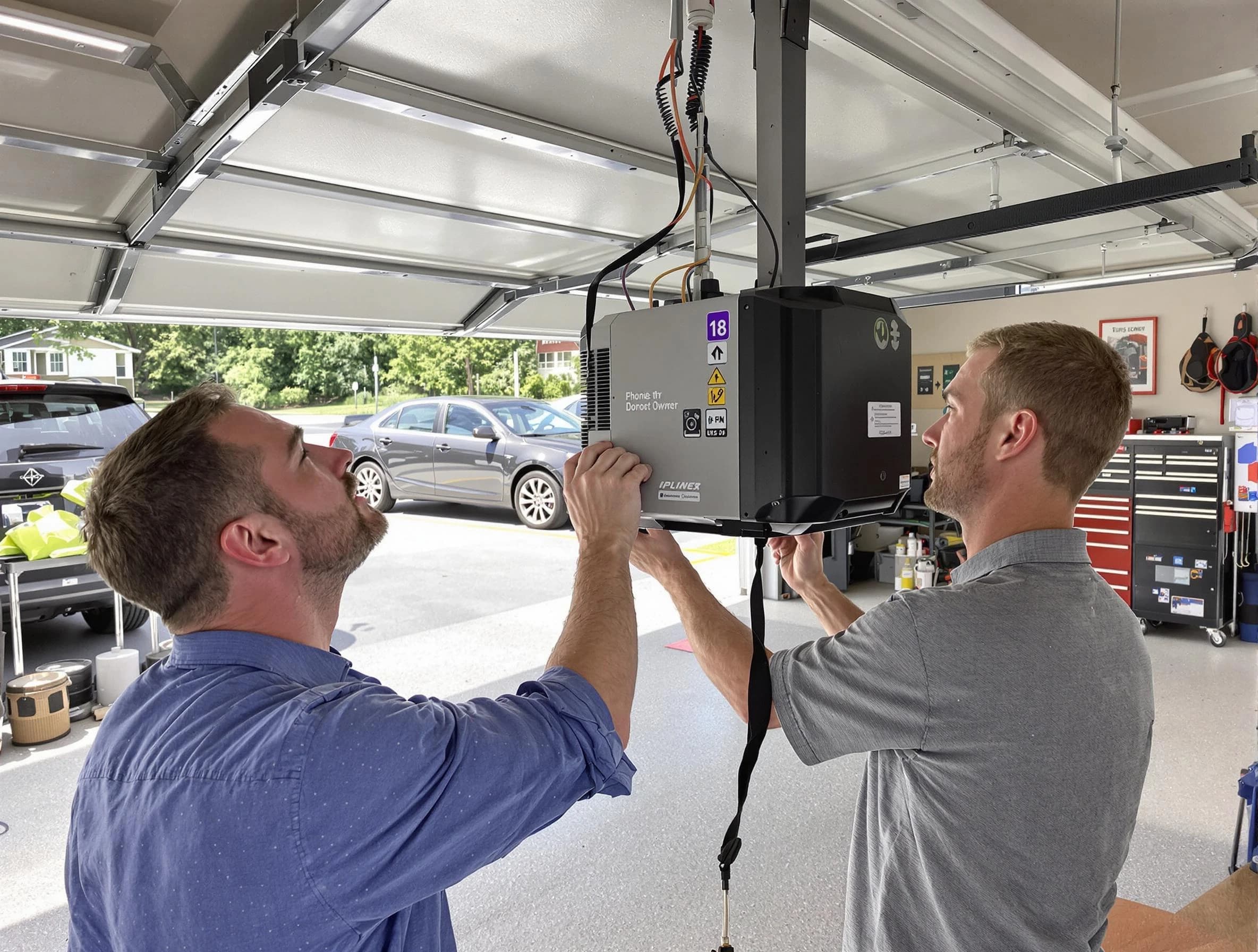 Sun City Garage Door Repair technician installing garage door opener in Sun City